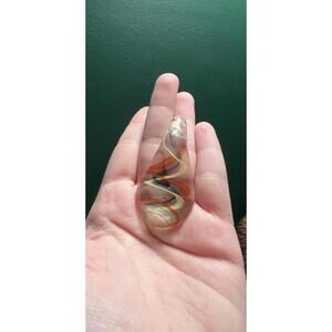 Beautiful Vintage Teardrop Hand Blown Glass Pendant Orange, Yellow, Blue Y2K